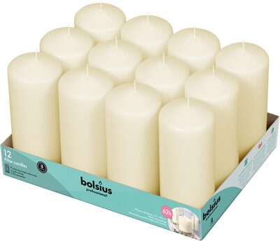 Bolsius Stompkaarsen 170/68 Ivoor tray 12 stuks 62 Branduren