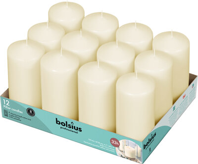 Bolsius Stompkaarsen 120/58 Ivoor tray 12 stuks 33 branduren