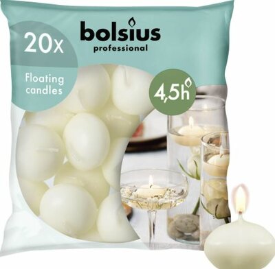 Bolsius Ivoor drijfkaarsen zak 20 stuks 4.5 uur