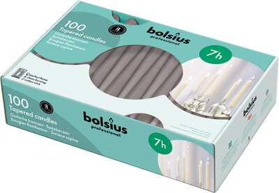 Bolsius Tapered kaarsen 240/23 Taupe ds. 100 stuks - 7 uur