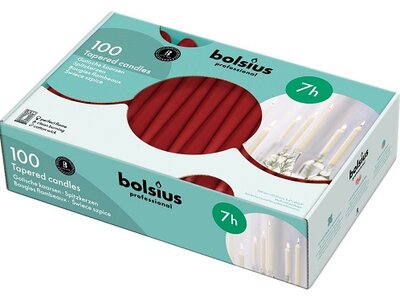 Bolsius Taperedkaarsen 240/23 Wijnrood 110 stuks - 7 uur
