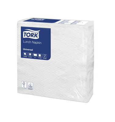 Tork Lunchservet Universal 1-Laags Wit 1/4 vouw, 28x100st, 2.800st/doos
