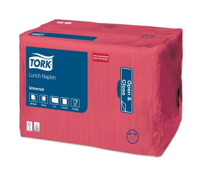 Tork Lunchservetten Rood 1-Laags 1/4 vouw, 8x500st, 4.000st/doos