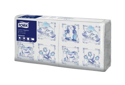 Tork Lunchserve Delft-Ware 1-Laags 1/4 vouw, 8x400st, 3.200st/doos