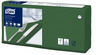 Tork Lunchservet  2-Laags Donkergroen 1/4 vouw, 10x200st, 2.000st/doos