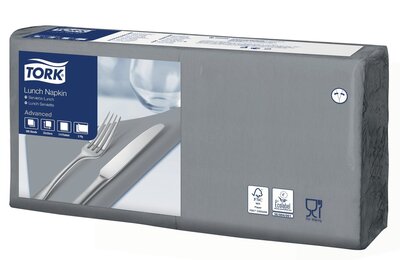 Tork Lunchservet  2-Laags Grijs 1/4 vouw, 10x200st, 2.000st/doos