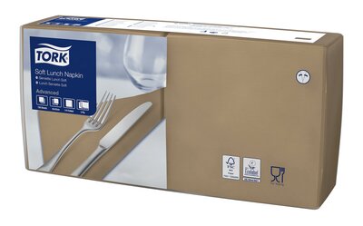 Tork Soft Lunchservet  3-Laags Biscuit 1/4 vouw, 10x150st, 1.500st/doos