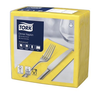 Tork Dinnerservet  2-Laags Geel 1/8 vouw, 12x150st, 1.800st/doos