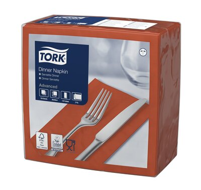 Tork Dinnerservet 2-Laags Terracotta 1/8 vouw, 12x150st, 1.800st/doos