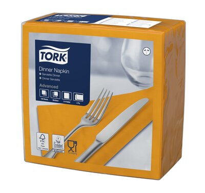 Tork Dinnerservet 2-Laags 1/4 vouw Oranje, 12x150st, 1.800st/doos