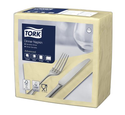 Tork Dinnerservet 2-Laags 1/4 vouw Champagne, 12x150st, 1.800st/doos