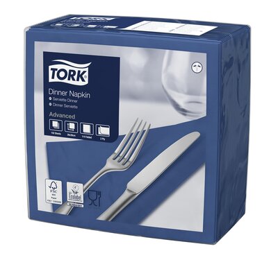 Tork Dinnerservet 2-laags 1/4 vouw Donkerblauw,  12x150st, 1.800st/doos