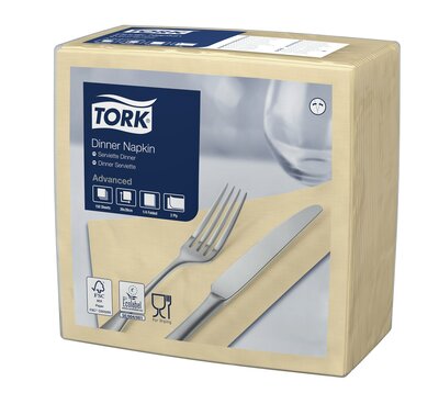 Tork Dinnerservet 2-laags 1/4 vouw Zand, 12x150st, 1.800st/doos