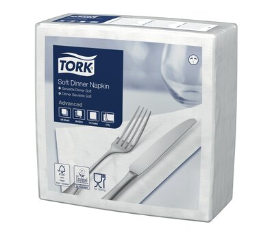 Tork Soft Dinnerservet Advanced 3-Laags Zand 1/4 vouw 12x100st, 1.200st/doos
