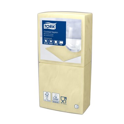 Tork Cocktailservet  2-Laags Champagne 1/4 vouw, 12x200st, 2.400st/doos