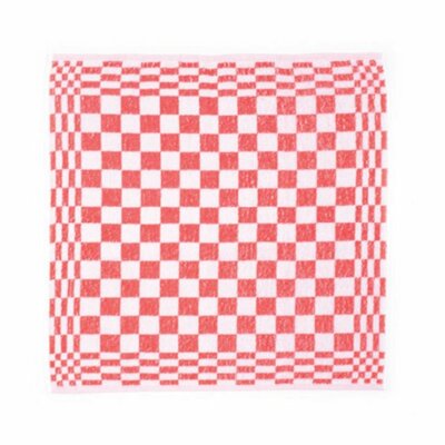 Keukenhanddoek Badstof geblokt 10 stuks-Rood