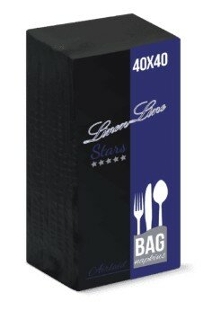 Bulkysoft servetten Airplay (5stars line) 1lgs 40x40cm, doos 600 stuks - 1/8 Vouw Zwart