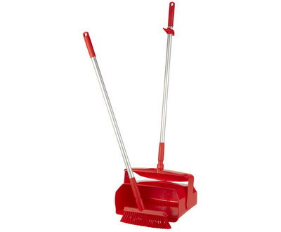 Vikan Afsluitbare Stoffer en Blik Met Bezem 350mm Rood