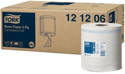 Tork Basic Centerfeed Poetspapier Universal 2-laags wit, M2, 6rol/pak