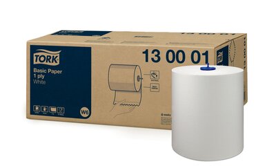 Tork Basic Rol Poetspapier 1-Laags Wit W6, 6rol/doos