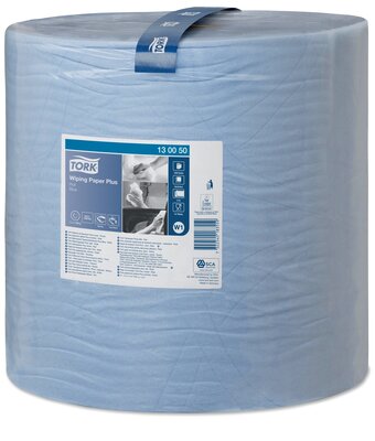 Tork Wiping Plus Rol  W1 Poetspapier 2-laags blauw, per stuk