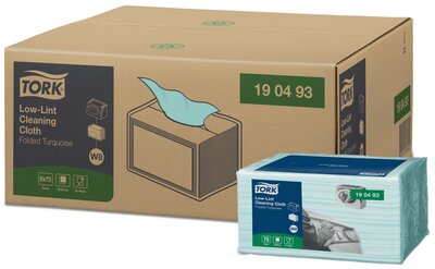 Tork Low-Lint Werkdoek 1-laags W8 bl;auw,  8x75st, 600st/doos 