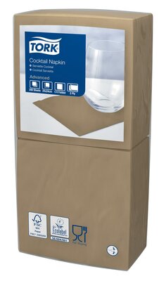 Tork Cocktailservet  2-Laags Biscuit 1/4 vouw, 12x200st, 2.400st/doos