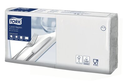 Tork Lunchservet  2-Laags Wit 1/4 vouw, 10x200st, 2.000st/doos