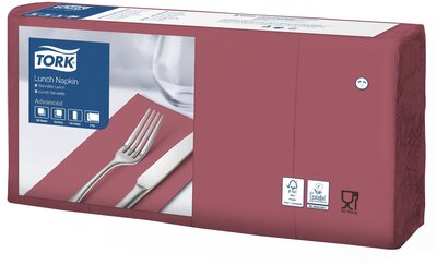 Tork Lunchservet  2-Laags Bordeauxrood 1/8 vouw, 10x200st, 2.000st/doos
