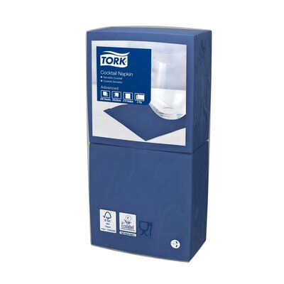 Tork Cocktailservet  2-Laags Donkerblauw 1/4 vouw, 12x200st, 2.400st/doos