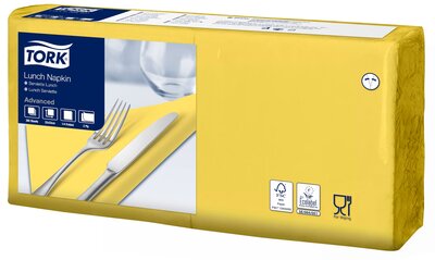 Tork Lunchservet  2-Laags Geel 1/4 vouw, 10x200st, 2.000st/doos