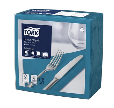 Tork Dinnerservet 2-Laags 1/4 vouw Blauwgroen, 12x150st, 1.800st/doos
