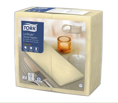 Tork LinStyle Servet 1/8 vouw 1-Laags champagne 12x50st, 600st/doos