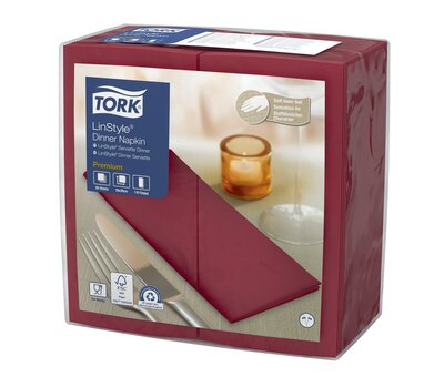 Tork Linstyle Servet 1/8 vouw 1-Laags Bordeaux, 12x50st, 600st/doos