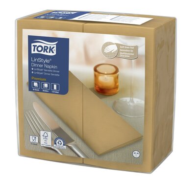 Tork Linstyle Servet 1/8 vouw 1-Laags Biscuit , 12x50st, 600st/doos