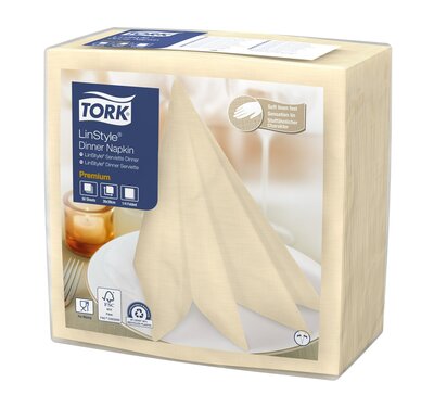 Tork Linstyle Servet Premium 1/4 vouw 1-Laags Crême 39X39Cm, 12x50st, 600st/doos