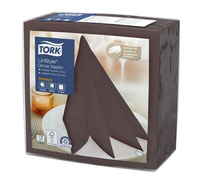 Tork LinStyle Premium Servet 1/4 vouw 1- laags bruin, 12x50st, 600st/doos