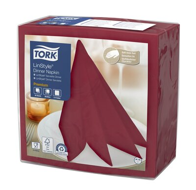 Tork Linstyler Servet Premium 1/4 vouw 1-Laags Bordeaux, 12x50st, 600st/doos