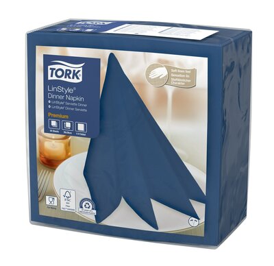 Tork LinStyle Premium Servet 1/4 vouw 1-laags donkerblauw 12x50st, 600st/doos
