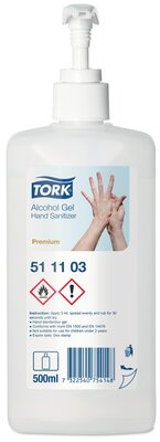 Tork Alcohol Gel Hand Sanitizer incl. Pomp 500ml/flacon, 12st/doos