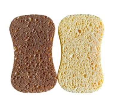 PAD spons, Kras vrije cellulose spons (walnootschelpen en steenfruit pitten) verpakt per 2 sponzen (118x68/53x15)